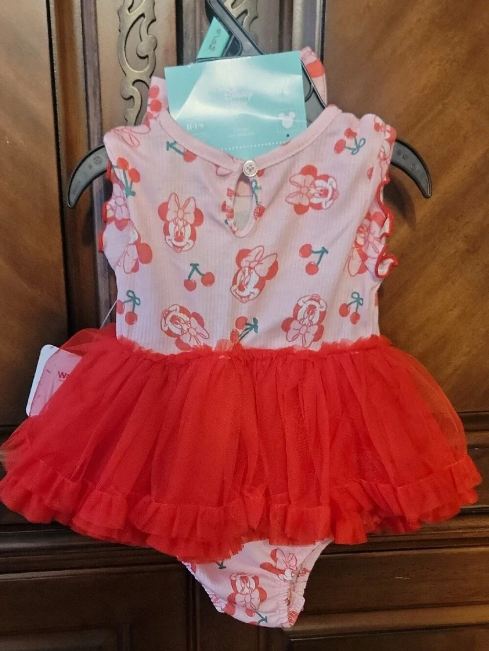 Disney Pink and Red Minnie Cherry Tulle Skirt  with Bow Set
